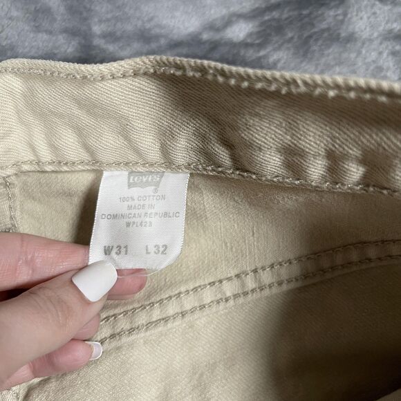 VTG Levi's 501 Jeans Mens 31x32 Beige Light Wash Straight Button Fly Classic - Picture 7 of 11